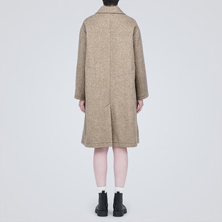 無印良品 MUJI 無印良品  女式 羊毛混 切斯特大衣 长款外套 毛呢大衣秋冬 BDA18C3A 浅米色 L(165/88A)