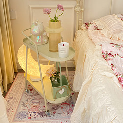 传家红 铁艺奶油风创意床头柜替代小型极窄床头置物架可移动床边卧室边几
