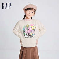 Gap x JEREMY VILLE联名女童圆领抓绒卫衣847121上衣男女同款 米白色 120cm(XS)亚洲尺码