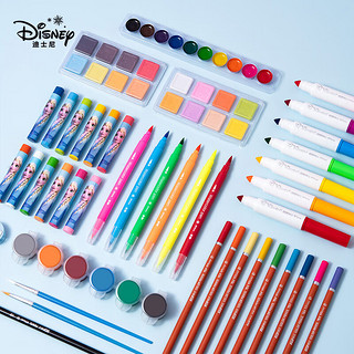 Disney 迪士尼 绘画套装160件 儿童文具元旦女孩画画套装 铝制礼盒画笔水彩笔油画棒冰雪奇缘29445F