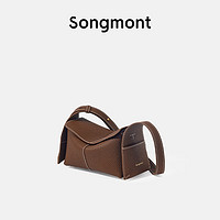 Songmont挂耳系列屋檐包mini设计师款头层牛皮通勤手提斜挎hobo包 暮棕色 25天
