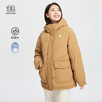 KOLON SPORT 可隆女户外防泼水鹅绒宽松版中量羽绒服 驼色CA 160/S