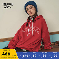 Reebok锐步冬男女同款针织半开襟套头衫卫衣 深红色 M