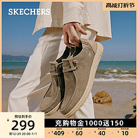 SKECHERS 斯凯奇 男鞋系带低帮帆布鞋软底缓震布鞋时尚休闲鞋商务鞋