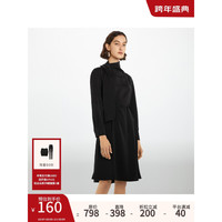 麦檬 MM麦檬通勤风1111气质春款收腰连衣裙 黑色5BC295471 160/84A/M