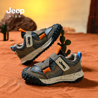 Jeep 吉普 儿童加绒二棉软底运动鞋 黑橘