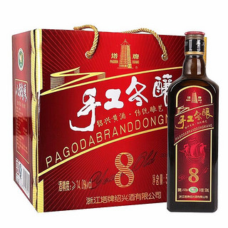 塔牌 绍兴黄酒 塔牌八年陈手工冬酿 半干型糯米酒花雕酒500ml*6瓶整箱