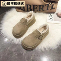曼语纯厚底雪地靴女冬季短筒加绒加厚保暖防滑东北棉鞋靴 羚羊棕 36