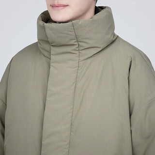  無印良品 無印良品 MUJI男式 不易沾水 立领羽绒大衣 羽绒服 外套 淡黄色3A XL