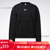 Reebok女子CREW长袖基础LOGO黑色简约休闲运动套头卫衣 GS1740黑色 M