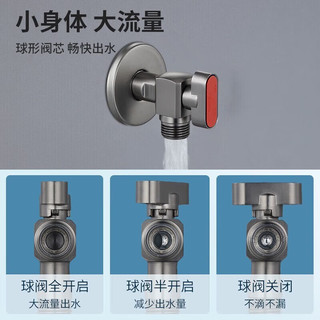 潜水艇（Submarine）燃气热水器球阀全开大流量壁挂炉全铜球阀水槽面盆厨房冷热水角阀 【枪灰两只】一冷一热 4分出水