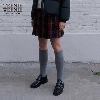 Teenie Weenie小熊秋冬优可丝面料学院风格纹百褶裙A字短裙女 红色 160/S