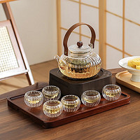 KAWASIMAYA 川岛屋 玻璃茶壶 菊皿茶壶+品茗杯4只
