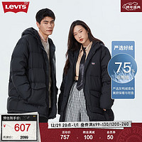 Levi's 李维斯 同款中长款羽绒服保暖厚外套复古潮流休闲百搭 黑色 S