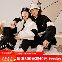 卡帕（Kappa）复古运动茄克2023男女冬立领夹克外套休闲撞色开衫 黑色-990 XL