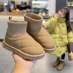 巴九灵儿童雪地靴女童靴子女孩棉靴女童鞋子2023冬季新款加绒加厚大