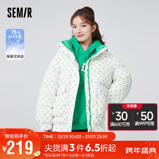 Semir 森马 羽绒服女老花满印oversize立领冬季插肩袖厚外套保暖101722113050