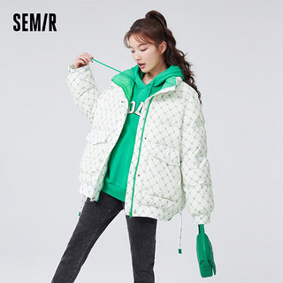 森马（Semir）羽绒服女老花满印oversize立领冬季插肩袖厚外套保暖101722113050