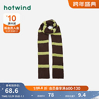 热风2024年冬季女士时尚条纹针织围巾 91棕绿 F