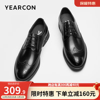 意尔康男鞋 皮鞋男牛皮布洛克雕花商务正装鞋办公德比鞋男 黑色 38
