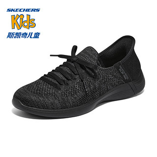 斯凯奇（Skechers）闪穿鞋女士健步鞋舒适透气轻量缓震一脚蹬 黑色/灰色/BKGY 35.5码
