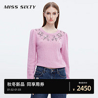 MISS SIXTY毛针织衫女重工多巴胺珠片钉珠高级轻奢 玫红 XS