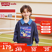 Levi's  李维斯童装男童加绒保暖卫衣假两件翻领上衣 奥德赛灰 160/80