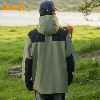 Jeep 吉普 冲锋夹克男女外套秋冬季三合一潮流山系衣服 抹茶绿男款 XL