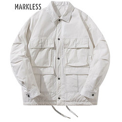 Markless 羽绒服男 冬季90%白鸭绒翻领纯色夹克男士保暖休闲外套YRB1314M 白色 170/M