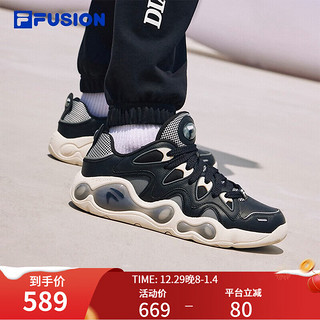 FILA 斐乐 FUSION斐乐潮牌男鞋VERTICAL复古篮球鞋融裂鞋 黑-BK 39