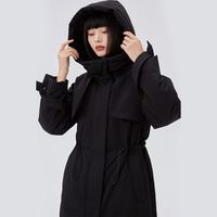 ERAL 艾莱依 2022冬装连帽收腰显瘦长款羽绒服女可调节抽绳鸭绒外套