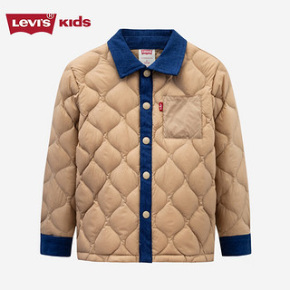 Levi's李维斯童装男童短款羽绒服儿童翻领外套 棕褐色 130/64