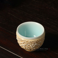 魏斌手工杯 龙泉青瓷陶瓷家用茶杯主人杯 功夫茶具品茗杯 赤岩杯