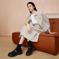 BASTO 百思图 时髦法式复古袜靴粗跟女短靴