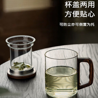 牧禾 玻璃茶杯加厚水杯 木方杯400ML