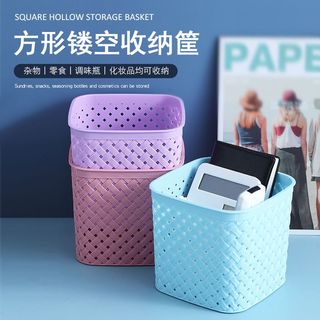 塑料收纳筐桌面零食收纳盒杂物收纳框置物篮方形饰品篮整理小篮子