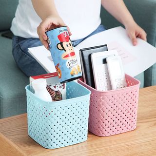 塑料收纳筐桌面零食收纳盒杂物收纳框置物篮方形饰品篮整理小篮子