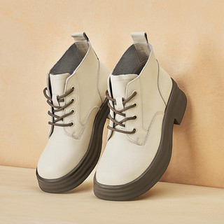 BASTO 百思图 2023冬季新款商场同款简约休闲马丁靴粗跟女短靴