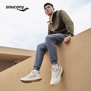 Saucony索康尼泡芙2软弹舒适男跑鞋日常通勤训练运动鞋米咖啡 男通用