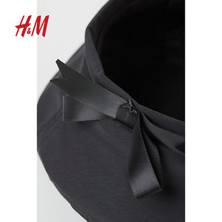 H&M 女士帽子秋季时尚梭织甜美蝴蝶结法式梭织布贝雷帽1000398 浅蓝色 52-54