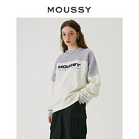 MOUSSY 摩西 冬季新品撞色落肩刺绣LOGO学院风中性卫衣女010FA790-5560