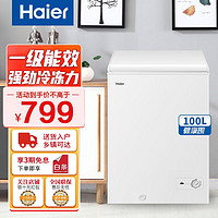 Haier 海尔 冰柜节能省电速冻一级能效家用小型囤货冰柜 100升 BC/BD-100GHZT