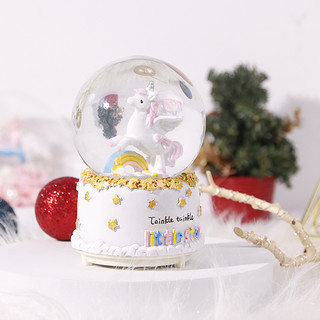 TaTanice圣诞水晶球音乐盒玩具八音盒儿童独角兽灯光飘雪