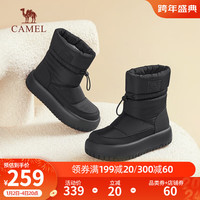 骆驼（CAMEL）冬季中筒雪地靴厚底加绒加厚舒适棉鞋保暖靴女 L23W577074黑色 39