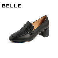 BeLLE 百丽 英伦风乐福鞋女新商场同款羊皮革复古高跟鞋Y2Y1DCA1