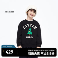 little MO&Co.加绒 little moco童装23冬装男女童圣诞套头长袖保暖卫衣 黑色 110/52