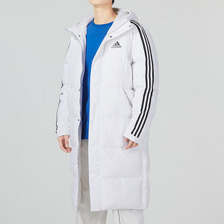 阿迪达斯 （adidas）男装女装外套 24春季运动服防风保暖时尚潮流连帽羽绒服 白色三条纹/偏大一码/简约大方 M