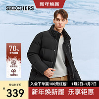 SKECHERS 斯凯奇 低价羽绒服，速度薅。男子梭织短款羽绒服加厚加绒外套雅钻系列L423M176 深黑色/002K L