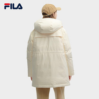 FILA 斐乐女士中长款羽绒服2023冬时尚休闲舒适连帽外套 茭白-IV 185/100A/XXXL