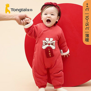 Tongtai 童泰 婴儿连体衣冬季男女宝宝新年衣服外出服TS34D524-DS红色80cm